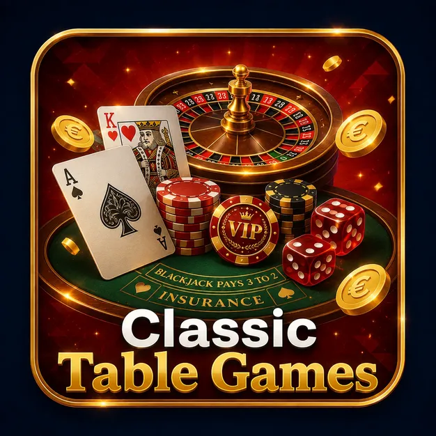 Roulette, playing cards, and dice for classic games at