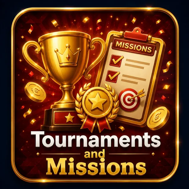 Trophy and checklist icons for Rollino Casino missions